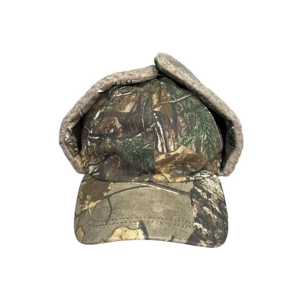 Berne Camo Ear Flap Hat Mens Realtree Fleece Lined Vintage Hunting Trapper Cap - Picture 9 of 15